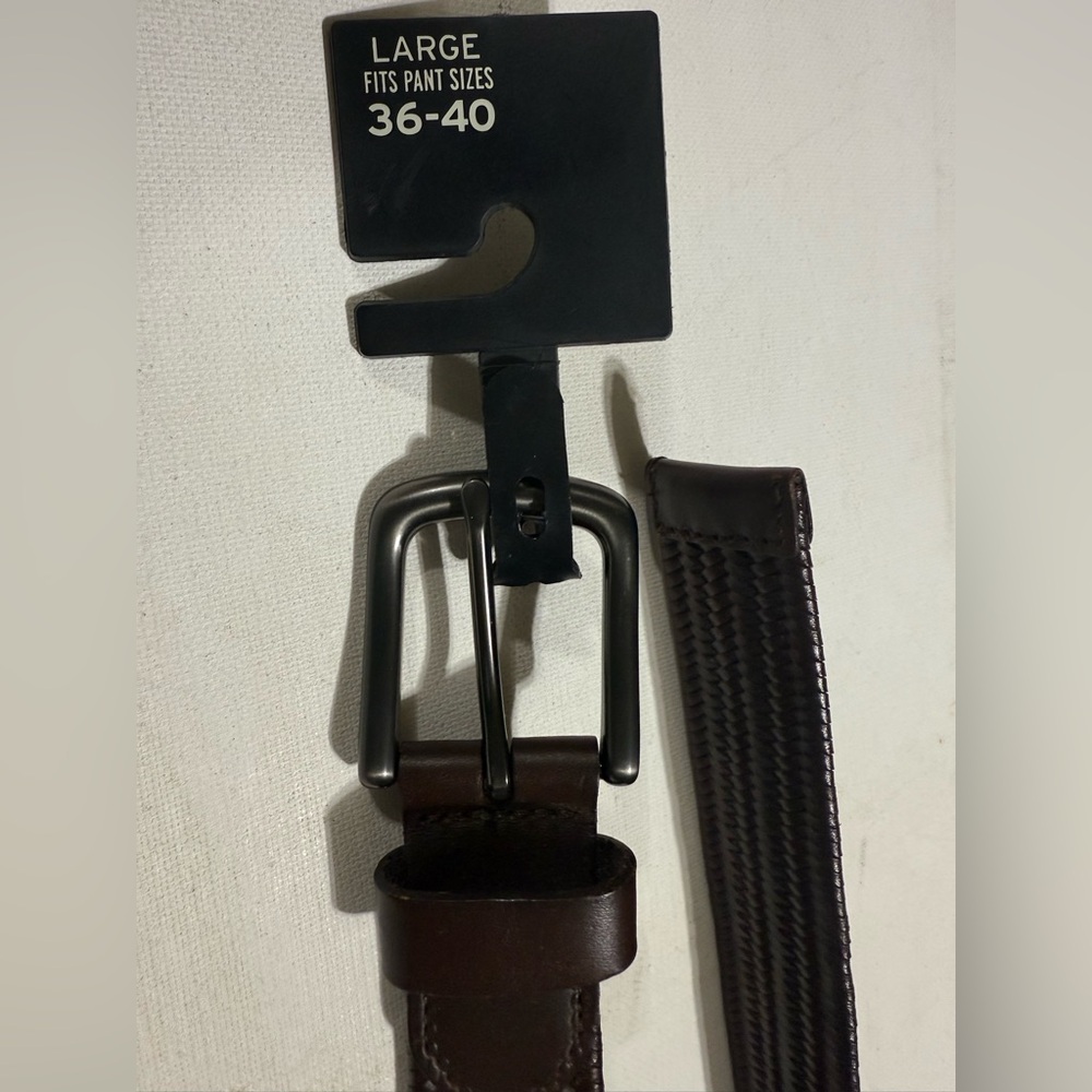 Target Men's Dark Brown Belt with Silver/Black Buckle Size-Large 36-40